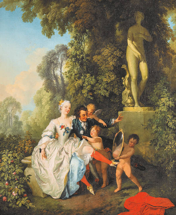 Christian Wilhelm Ernst Dietrich: Im Spiegel der Venus, 1740, Härtl Kunsthandel Bamberg/Hemhofen